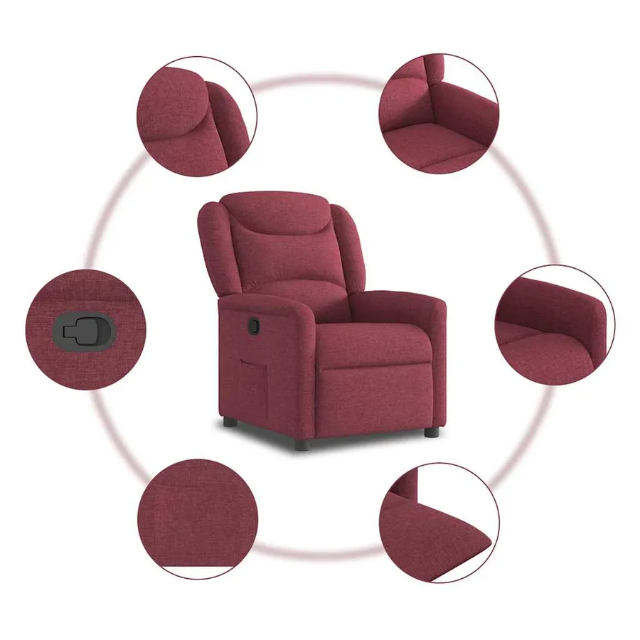 Fauteuil inclinable Rouge bordeaux Tissu - 7