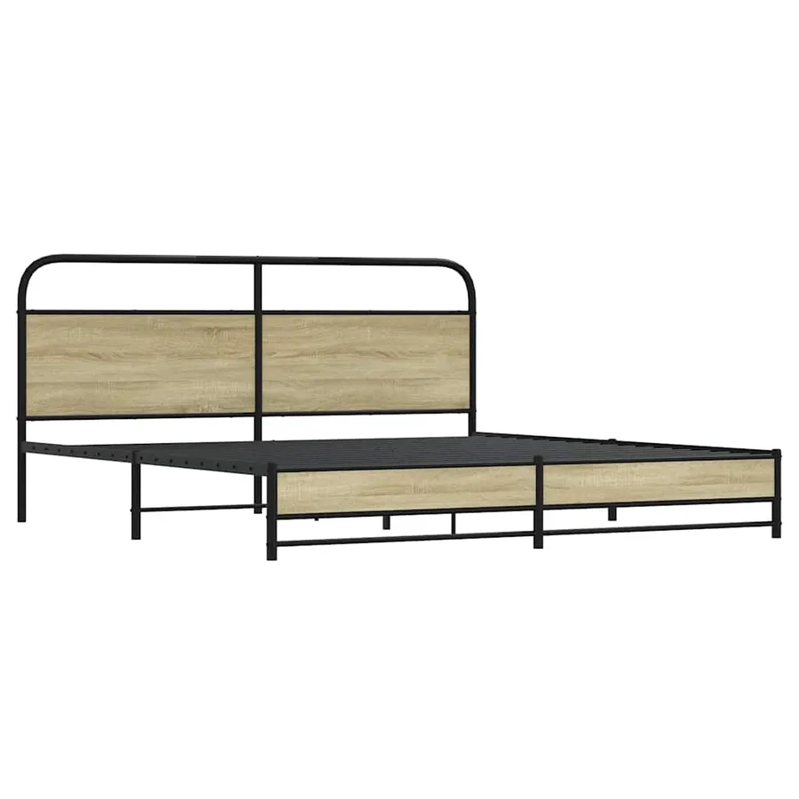 Cadre de lit en métal sans matelas chêne sonoma 183x213 cm - 3