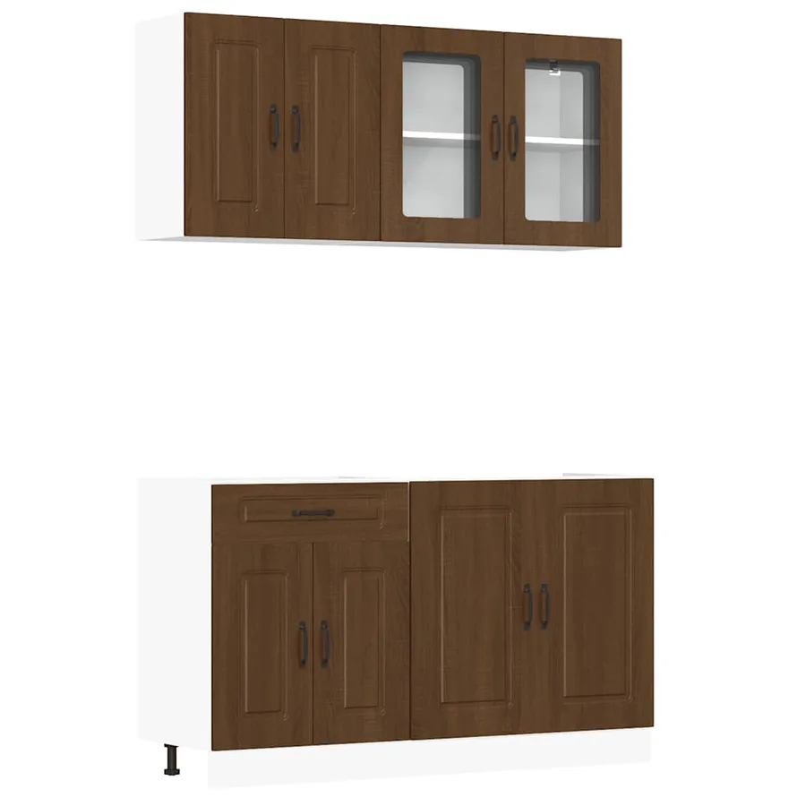 Ensemble de 4 meubles de cuisine en bois d'ingénierie "Kalmar" en chêne brun - 2