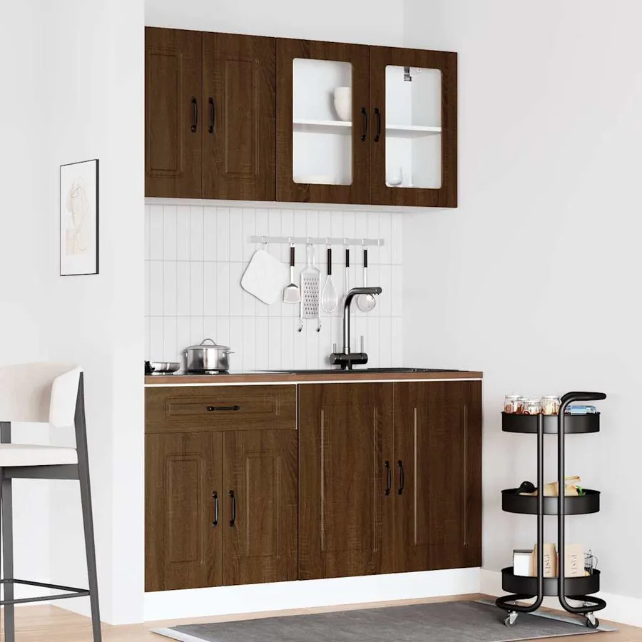 Ensemble de 4 meubles de cuisine en bois d'ingénierie "Kalmar" en chêne brun - 3