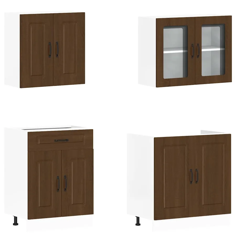 Ensemble de 4 meubles de cuisine en bois d'ingénierie "Kalmar" en chêne brun - 4