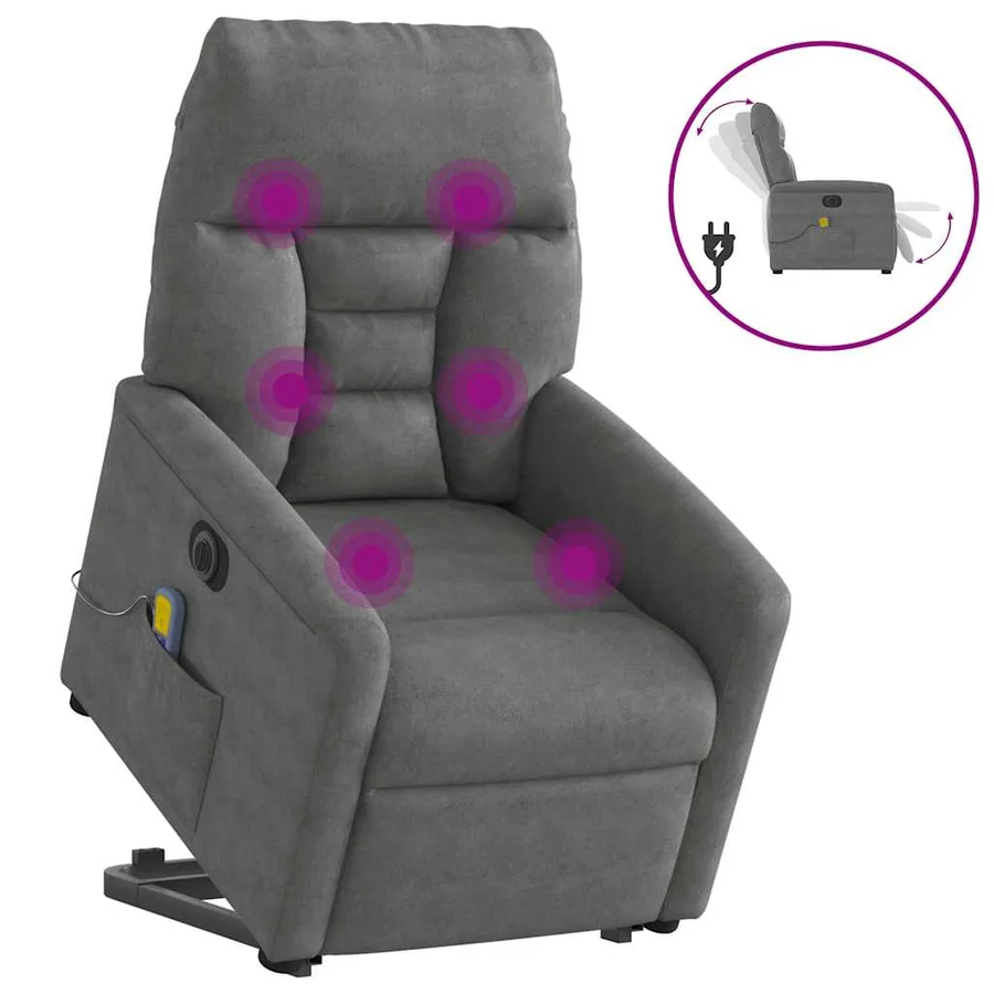 Fauteuil inclinable de massage électrique gris foncé - 2
