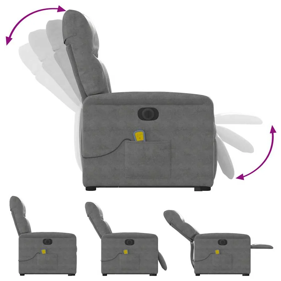 Fauteuil inclinable de massage électrique gris foncé - 9