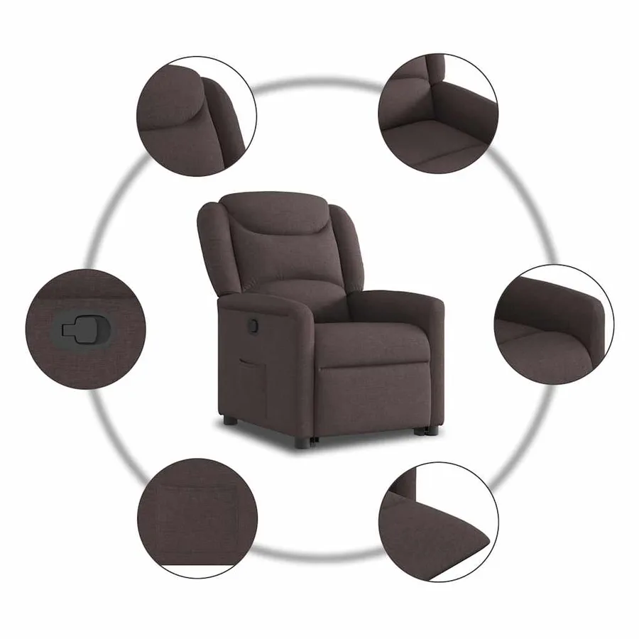 Fauteuil inclinable marron foncé tissu - 10