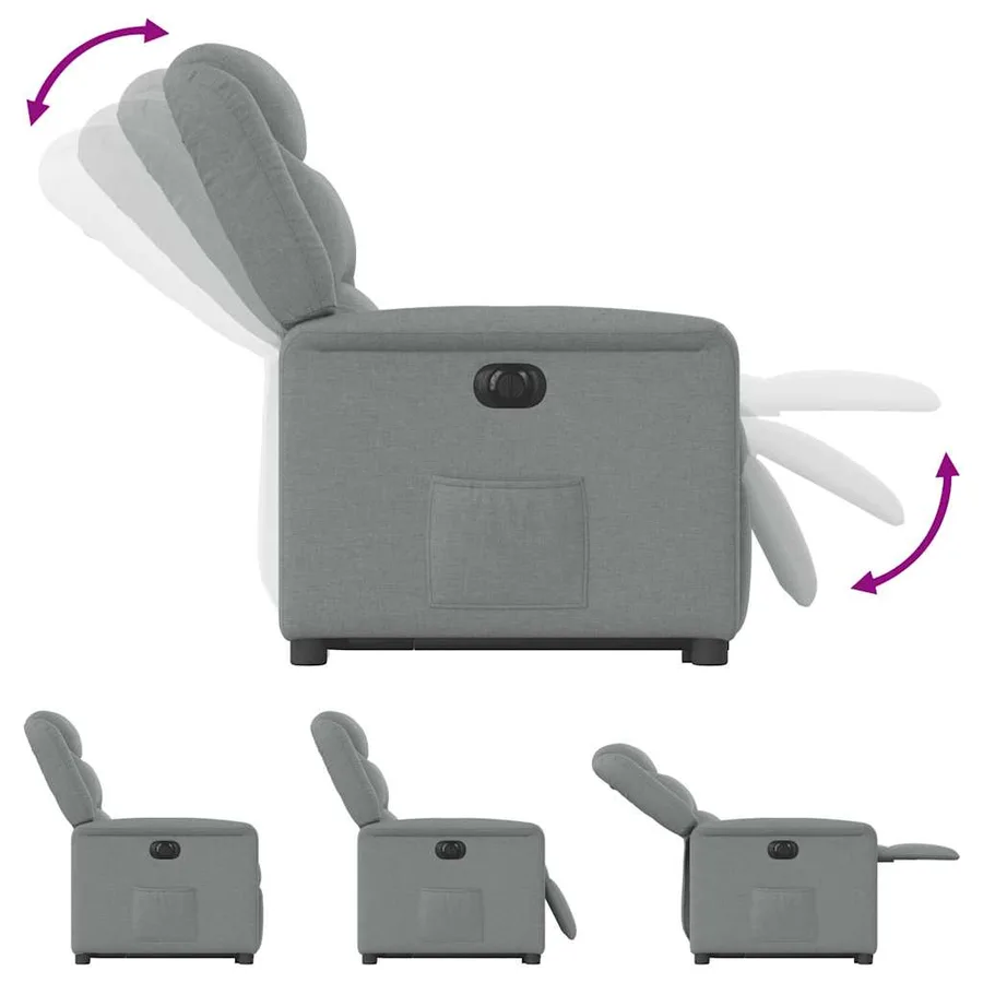 Fauteuil inclinable électrique gris clair tissu - 10