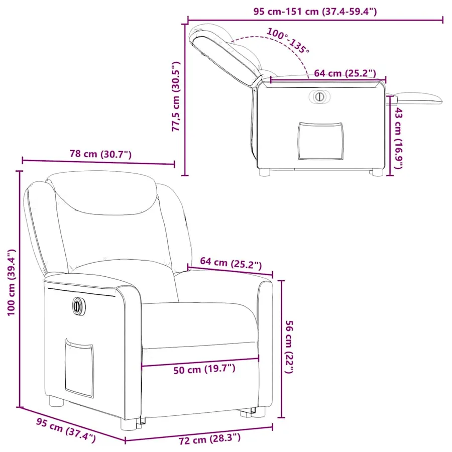 Fauteuil inclinable électrique gris clair tissu - 16