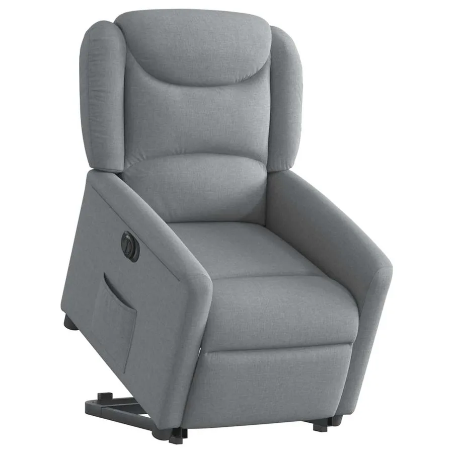 Fauteuil inclinable électrique gris clair tissu - 3