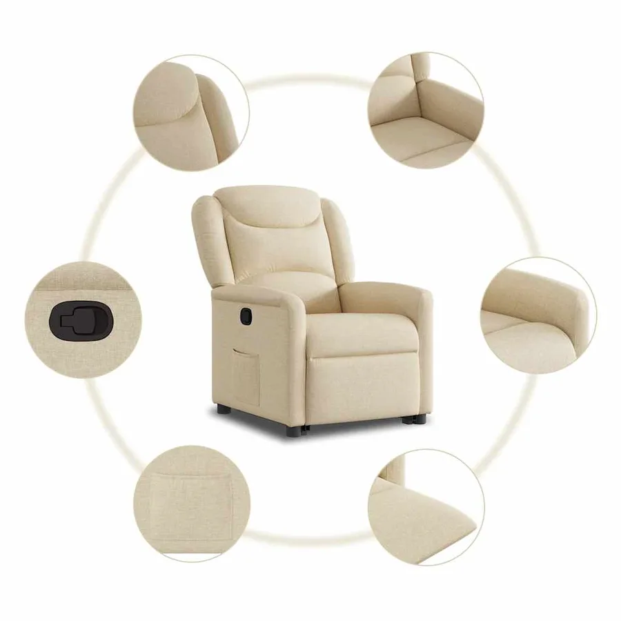 Fauteuil inclinable Crème Tissu - 10