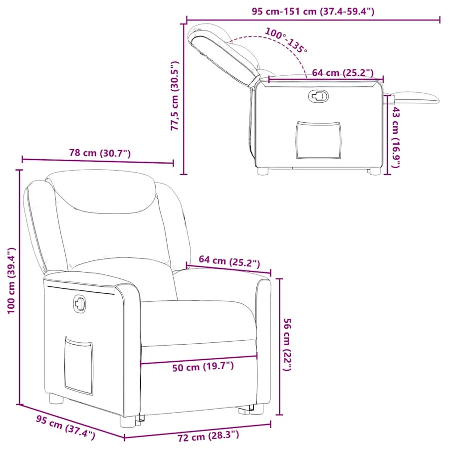 Fauteuil inclinable Crème Tissu - 15