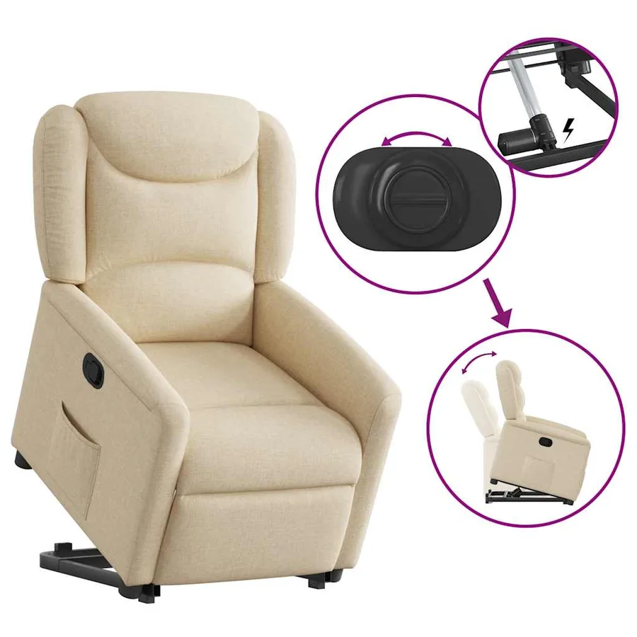 Fauteuil inclinable Crème Tissu - 8