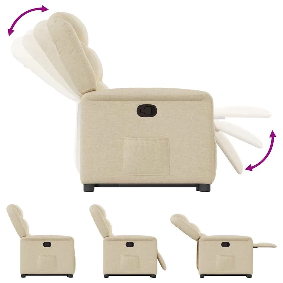 Fauteuil inclinable Crème Tissu - 9
