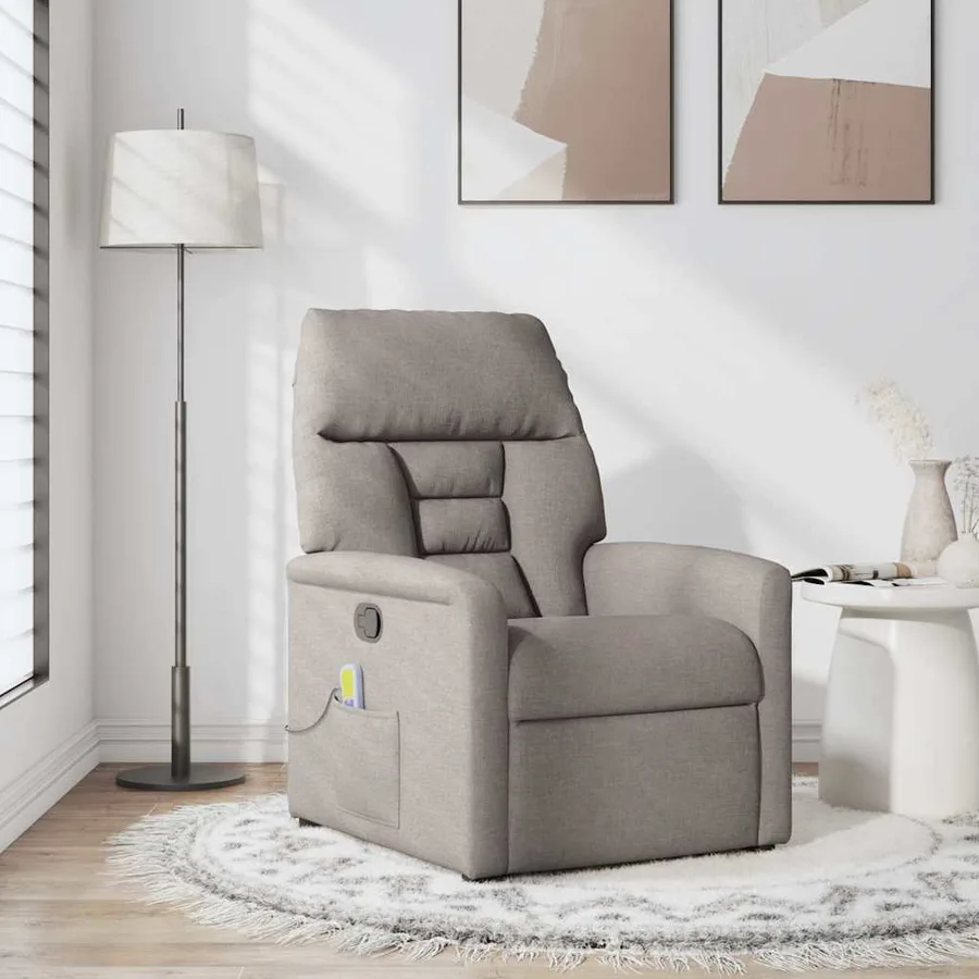 Fauteuil de massage inclinable Taupe Tissu - 2