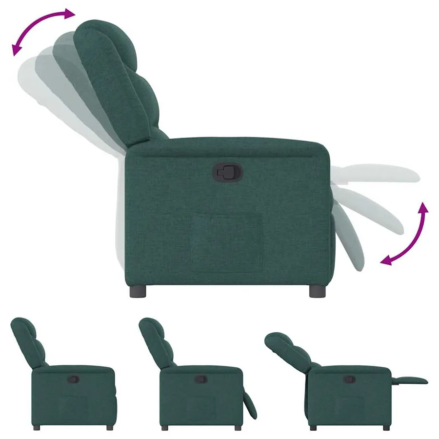 Fauteuil inclinable Vert foncé Tissu - 6