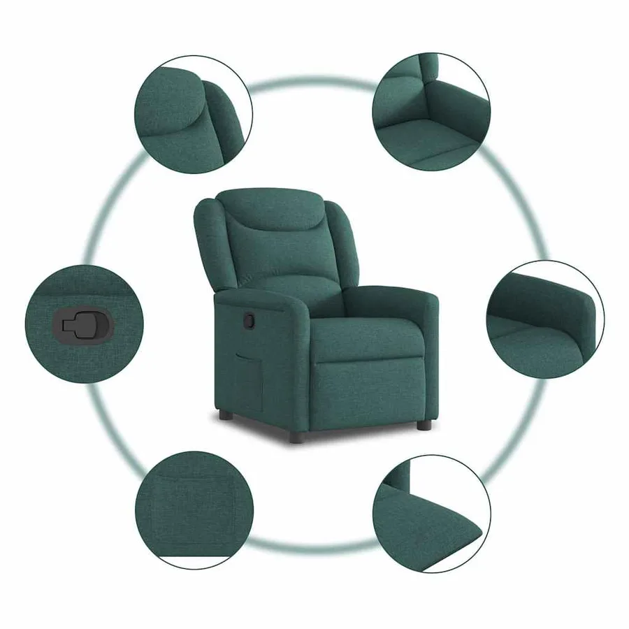 Fauteuil inclinable Vert foncé Tissu - 8