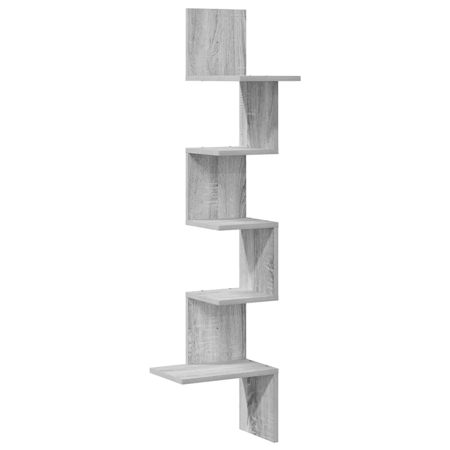 Étagère d'angle murale sonoma gris 32x32x127,5 cm - 2