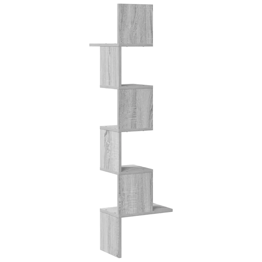 Étagère d'angle murale sonoma gris 32x32x127,5 cm - 6