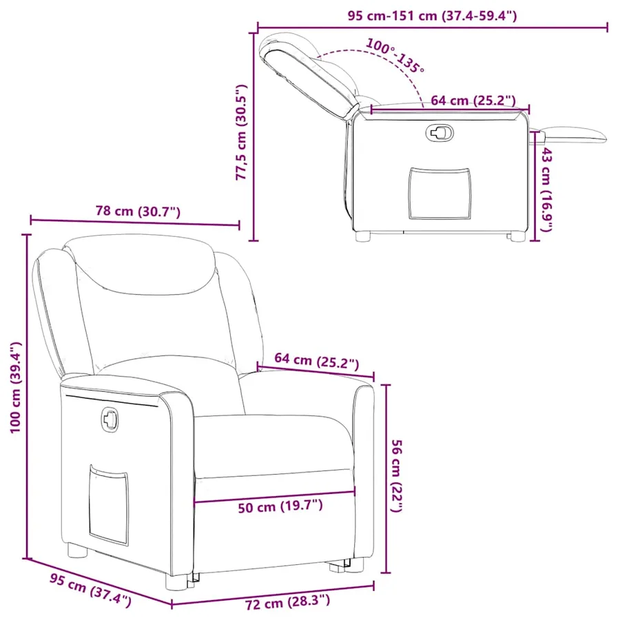 Fauteuil inclinable vert foncé tissu - 15