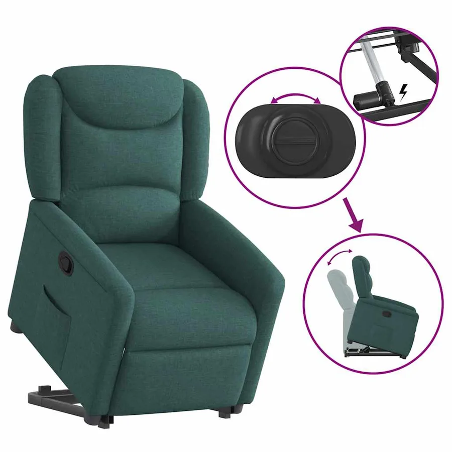 Fauteuil inclinable vert foncé tissu - 8