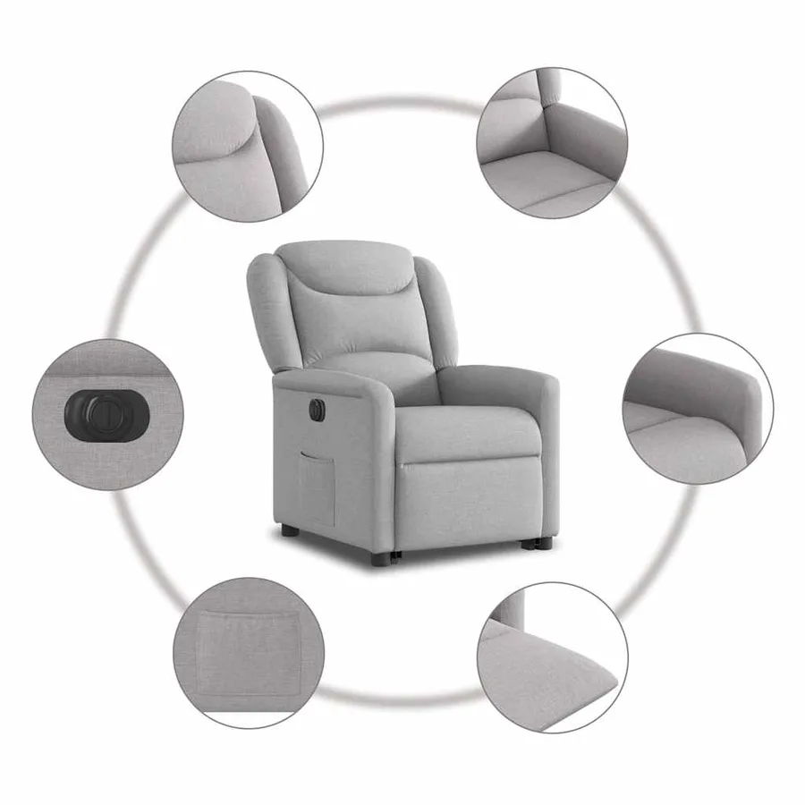 Fauteuil inclinable électrique gris nuage tissu - 11