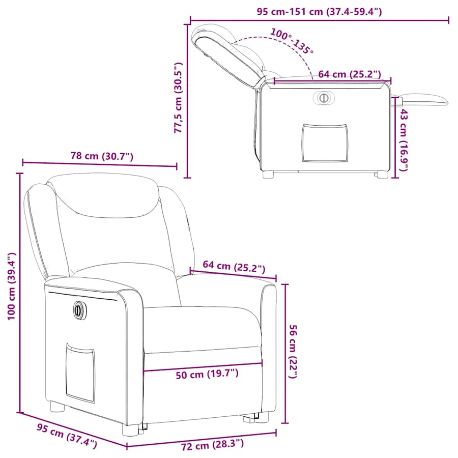 Fauteuil inclinable électrique gris nuage tissu - 16