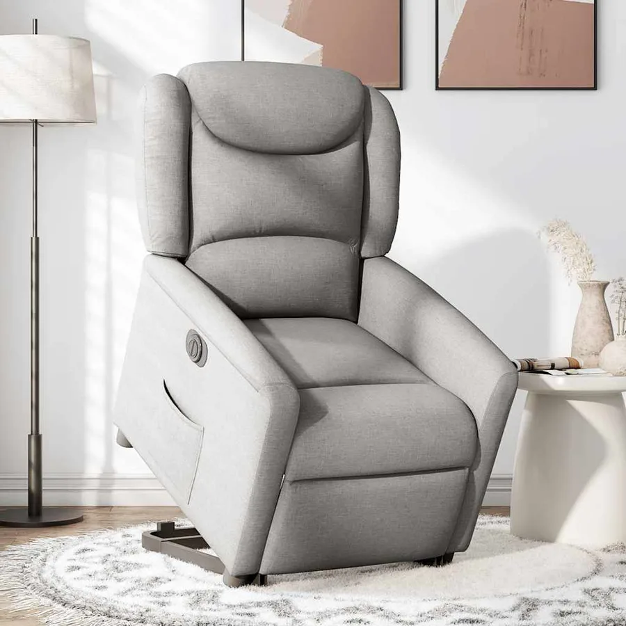 Fauteuil inclinable électrique gris nuage tissu - 2