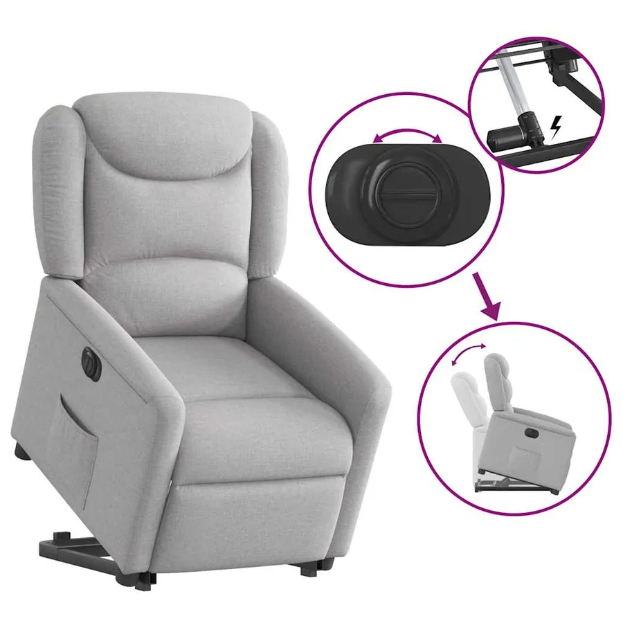 Fauteuil inclinable électrique gris nuage tissu - 8