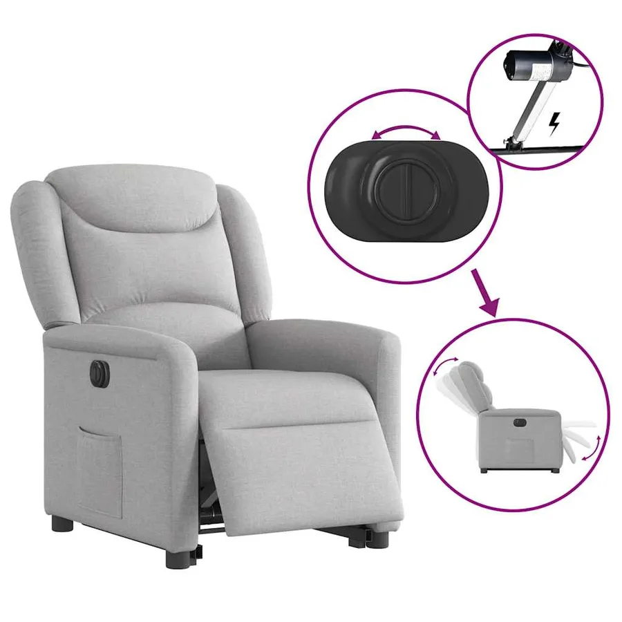 Fauteuil inclinable électrique gris nuage tissu - 9