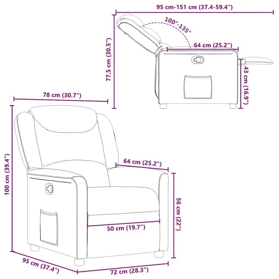 Fauteuil inclinable Marron Tissu - 11