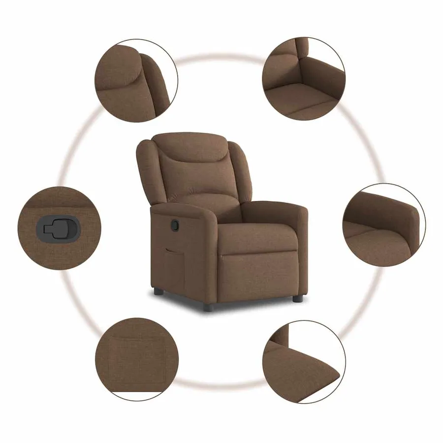 Fauteuil inclinable Marron Tissu - 7