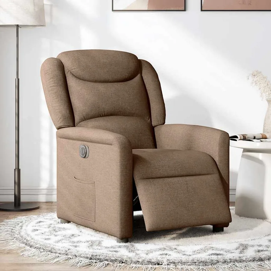 Fauteuil inclinable électrique Marron Tissu - 2