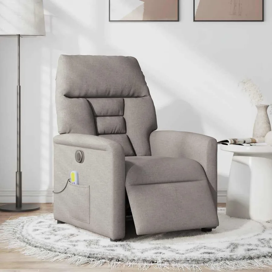 Fauteuil de massage inclinable électrique Taupe Tissu - 2