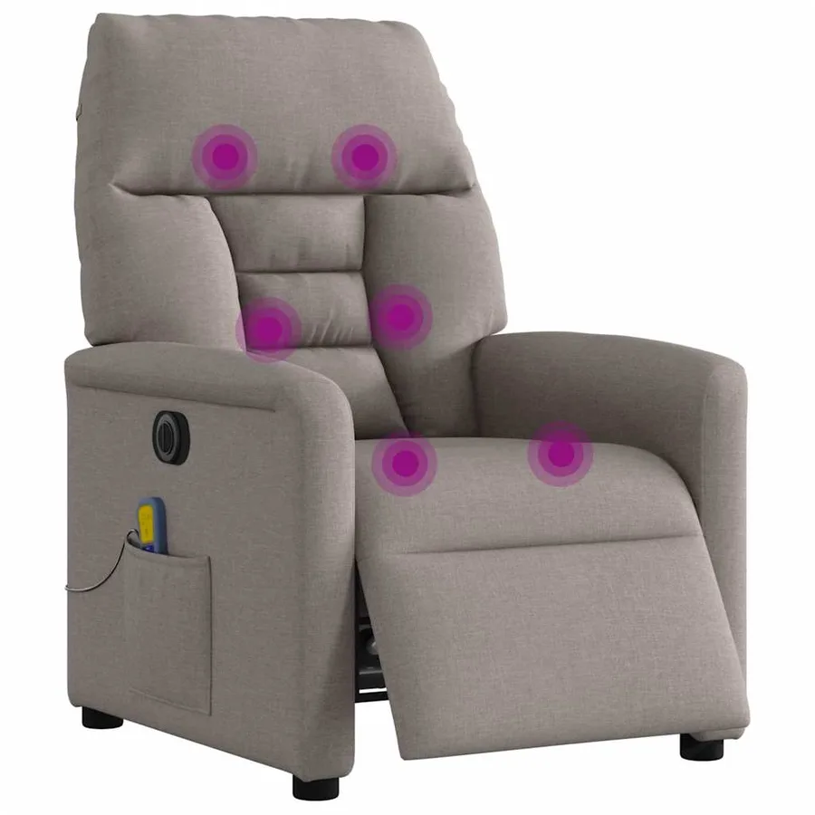 Fauteuil de massage inclinable électrique Taupe Tissu - 3