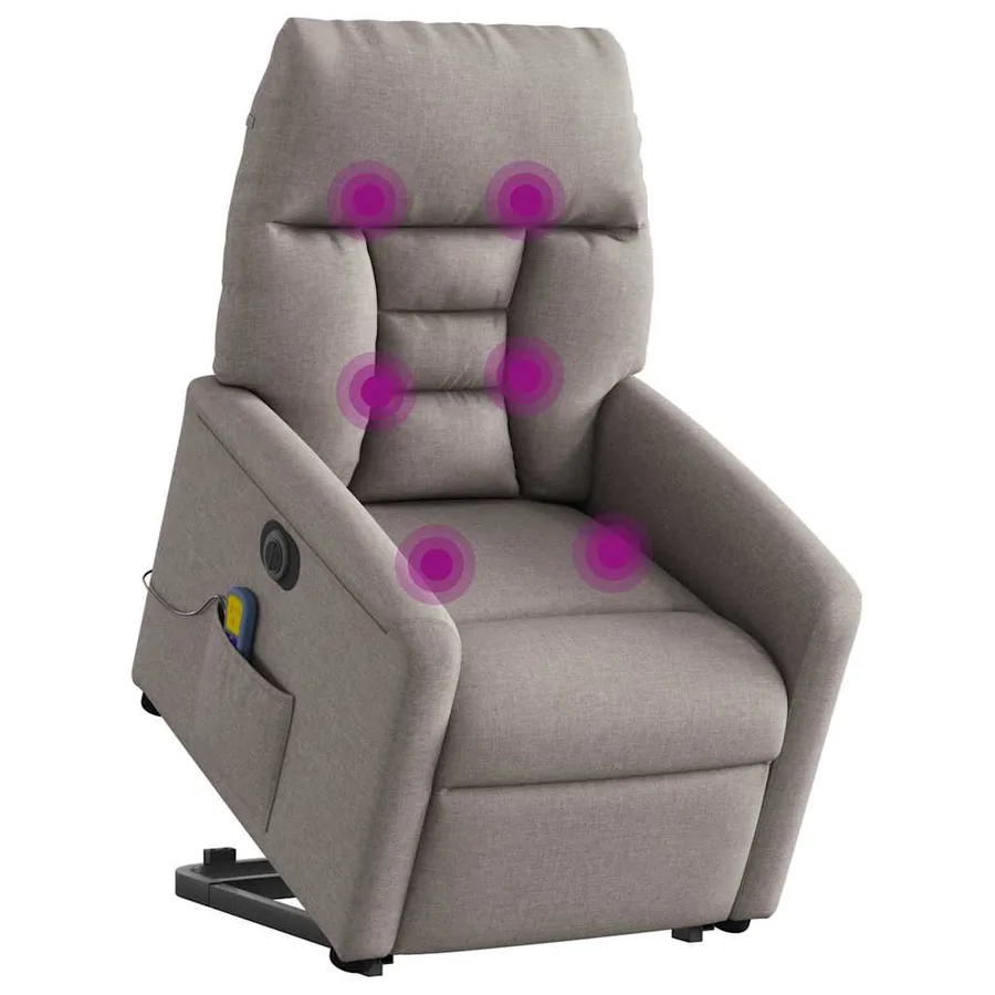 Fauteuil inclinable de massage électrique Taupe Tissu - 3
