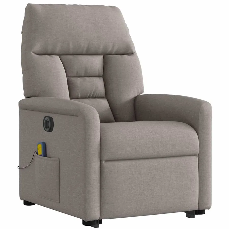 Fauteuil inclinable de massage électrique Taupe Tissu - 4