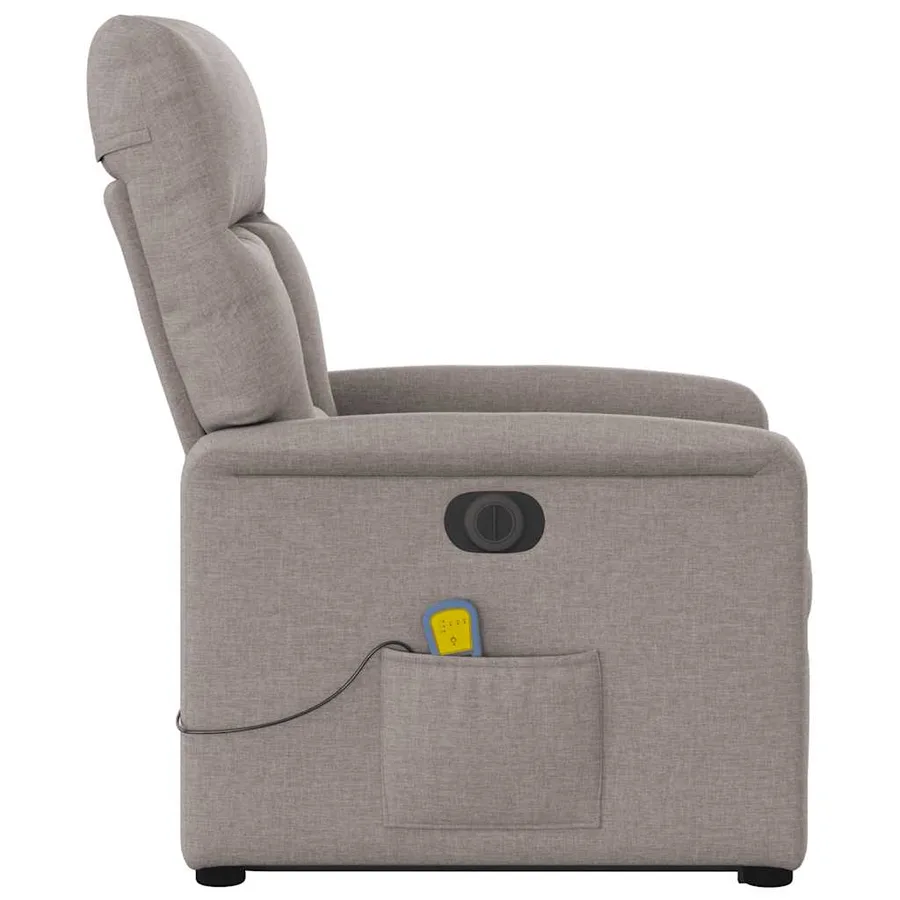 Fauteuil inclinable de massage électrique Taupe Tissu - 7