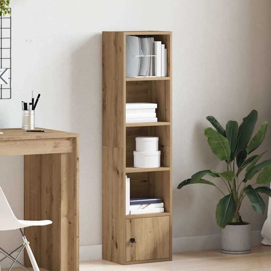 Bibliothèque chêne artisanal 31x24x127 cm bois d'ingénierie - 3