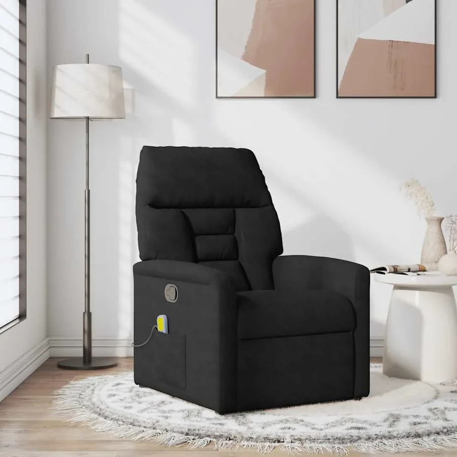 Fauteuil inclinable de massage noir tissu microfibre - 2