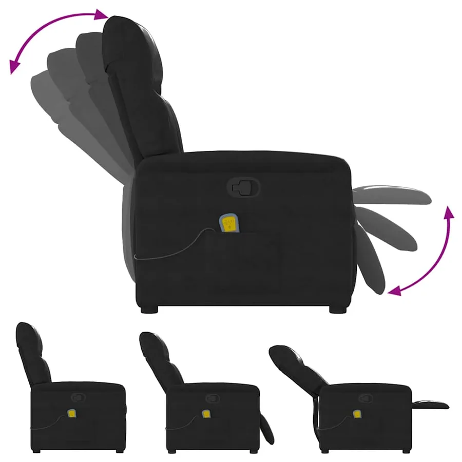 Fauteuil inclinable de massage noir tissu microfibre - 6