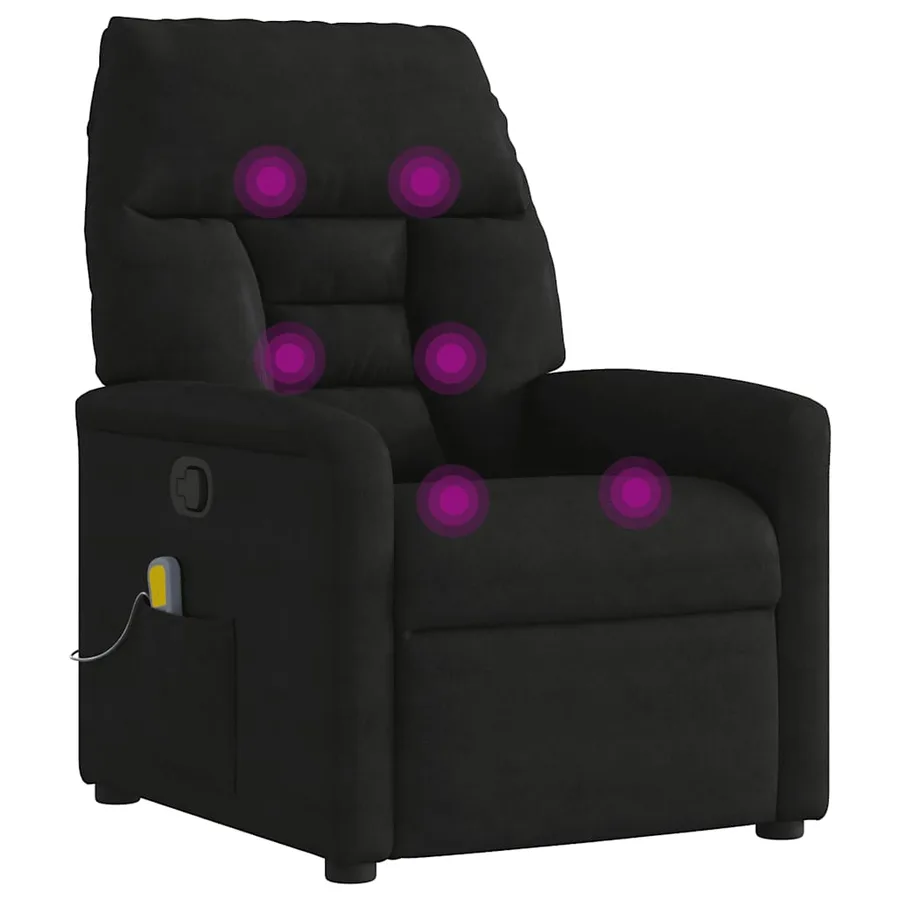 Fauteuil inclinable de massage noir tissu microfibre - 7