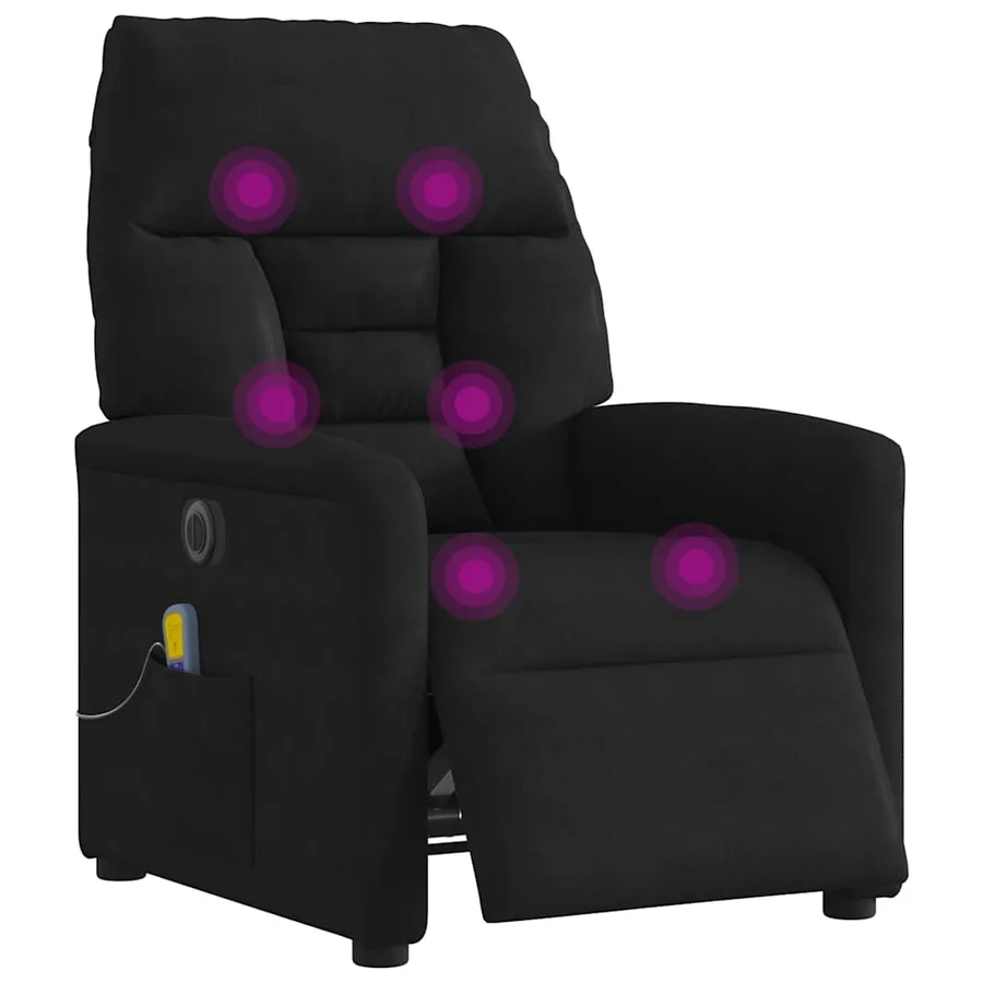 Fauteuil inclinable de massage électrique noir tissu microfibre - 2