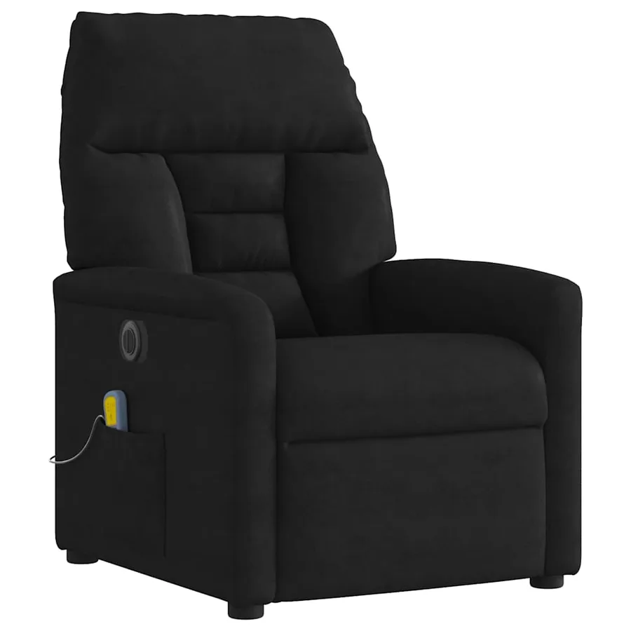 Fauteuil inclinable de massage électrique noir tissu microfibre - 4