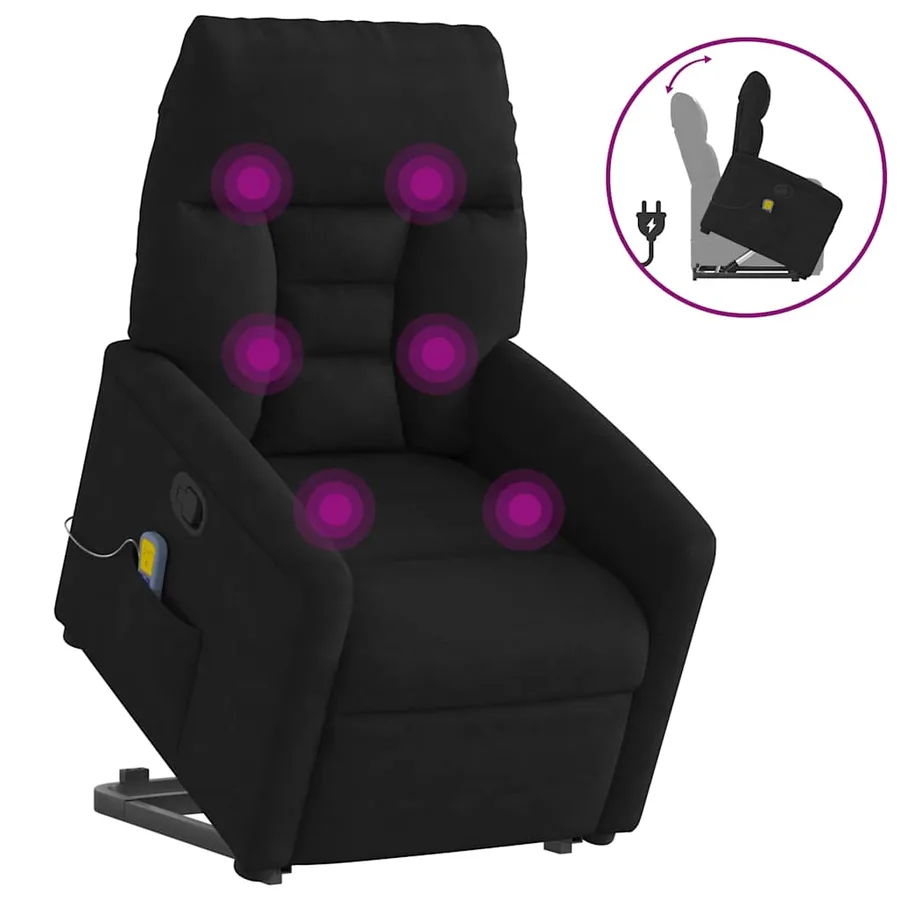Fauteuil inclinable de massage noir tissu microfibre - 2