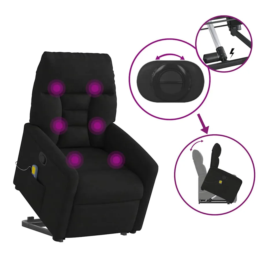 Fauteuil inclinable de massage noir tissu microfibre - 8