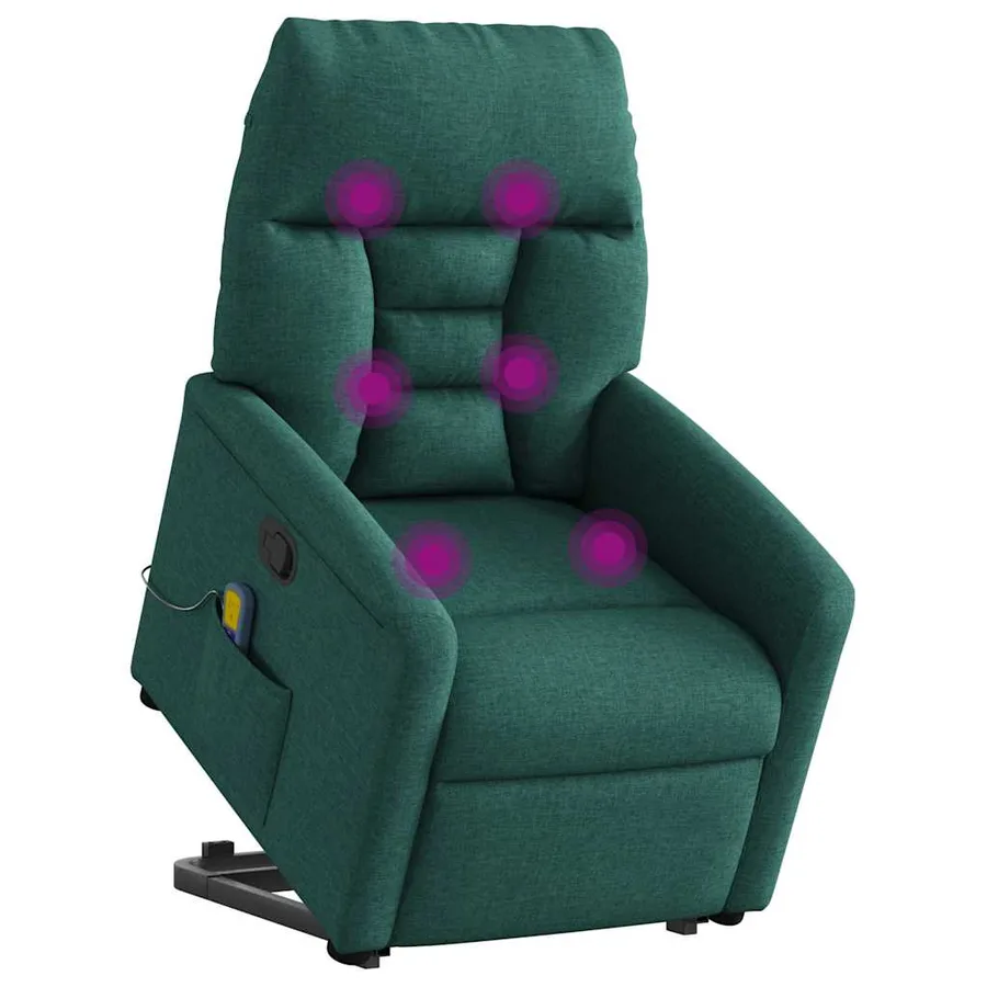 Fauteuil inclinable de massage Vert foncé Tissu - 3