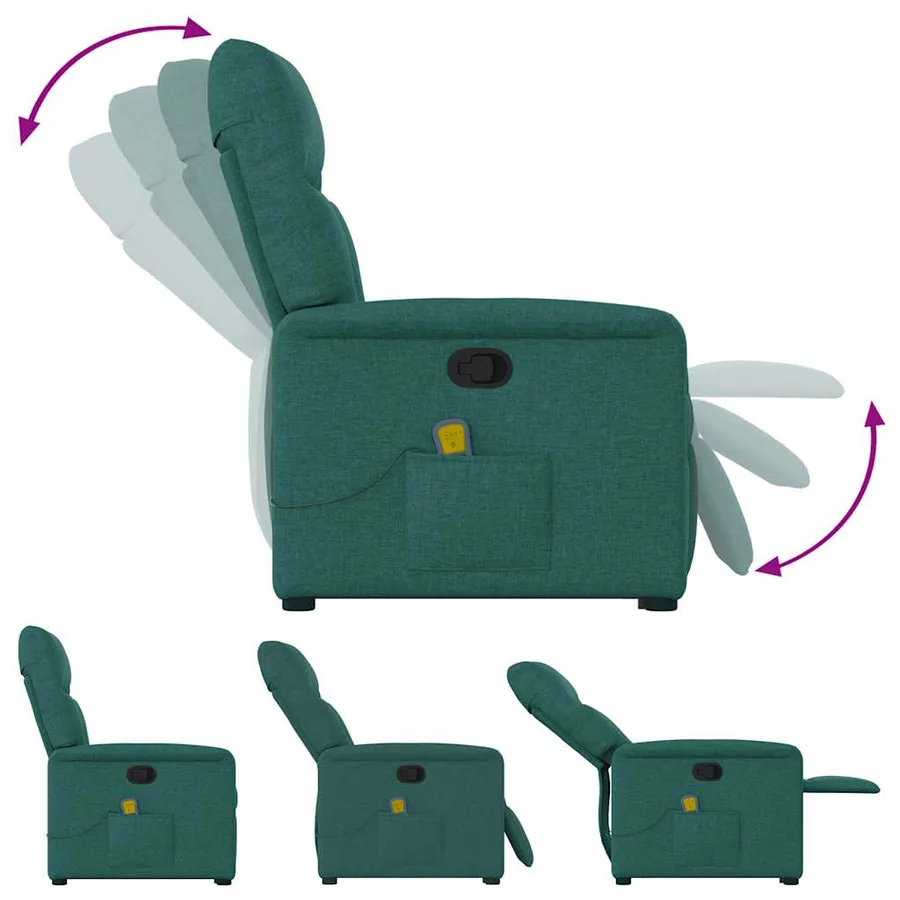 Fauteuil inclinable de massage Vert foncé Tissu - 8