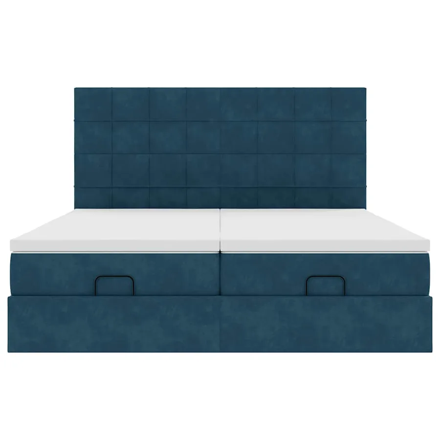 Cadre de lit ottoman avec matelas bleu foncé 160x200 cm velours - 8