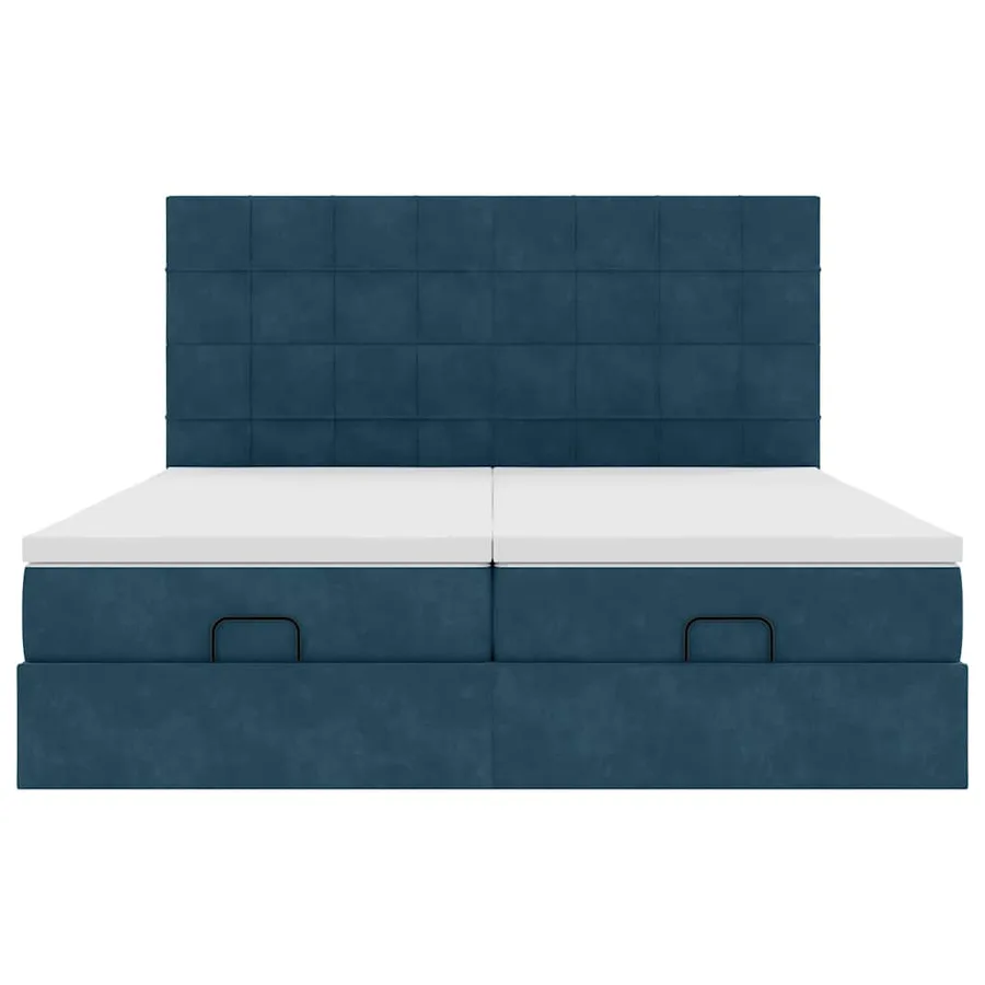 Cadre de lit ottoman avec matelas bleu foncé 160x200 cm velours - 7