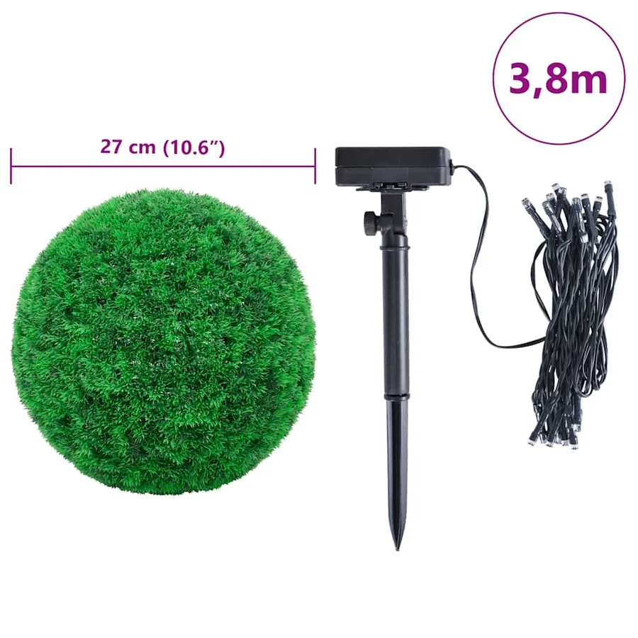 Boules de buis artificielles avec lumières LED 2 pcs vert 27 cm - 9