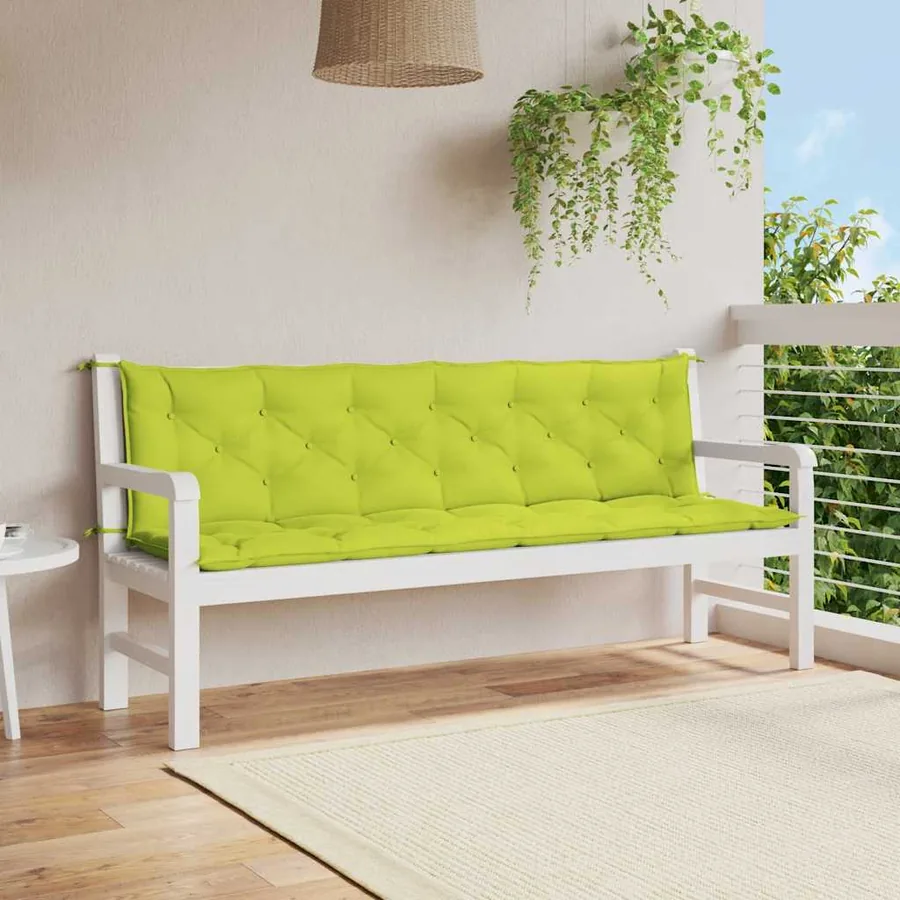 Coussin de banc de jardin vert vif 200x(50+50)x7cm tissu oxford