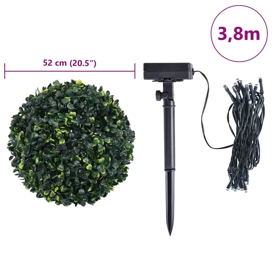 Boules de buis artificielles avec lumières LED 2 pcs vert 52 cm - 9